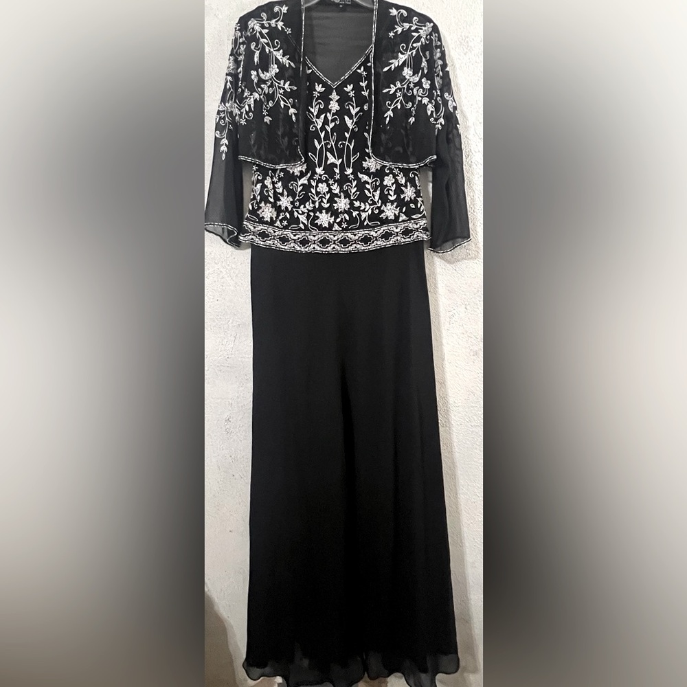 Gorgeous JKARA Black Beaded Evening Gown + Matching Jacket